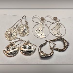 Sterling Silver Earrings (4) Pair